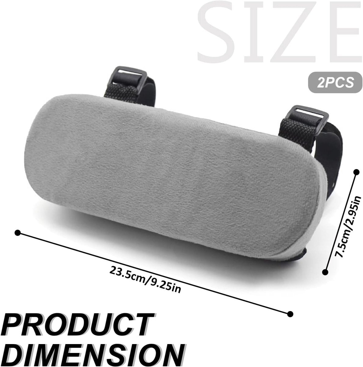 2 pieces - Armrest Cushion - Elbow Cushion - Armpads - comfortable armrest covers - removable armrest cushions - polyester armrest cushions - for office chairs, car seats and gaming chairs - 23.5*7.5*3cm - grey - Image 2