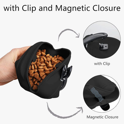 pieces - Reward Pouch for Dogs - Dog Training Treat Bag - Dog Treat Pouch - silicone dog treat pouch - BPA-free - with clip - dog training bag - grey and black - 12.5*4*10.5 cm - Image 3