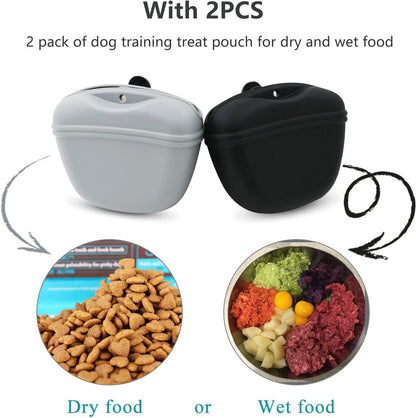 pieces - Reward Pouch for Dogs - Dog Training Treat Bag - Dog Treat Pouch - silicone dog treat pouch - BPA-free - with clip - dog training bag - grey and black - 12.5*4*10.5 cm - Image 4