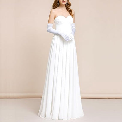 Gloves - 55 cm - Long glove - Long satin women's gloves - for weddings, parties, formal events and performances - Elastic gloves - up to the elbow - for brides, princesses, operas and other occasions - white - Image 2