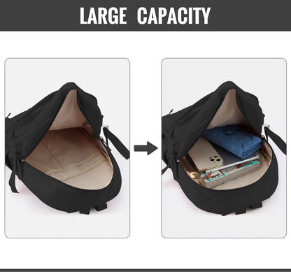 Waterproof backpack for girls - Girl's Backpack With Pin and Accessories - boys' backpack - women's backpack - Lightweight School Bag - School Student School Bag - Large Capacity Backpacks - Teenagers - High School Backpacks - Black - Image 3