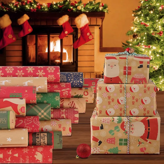 Wrapping paper - Christmas wrapping paper - Christmas gift paper - Wrapping paper with figures - 43 x 300cm - 2 Rolls - Christmas paper wrapping paper for Christmas - Christmas paper wrapping paper for children - gift paper - Kraft gift paper - Christmas  - Image 2
