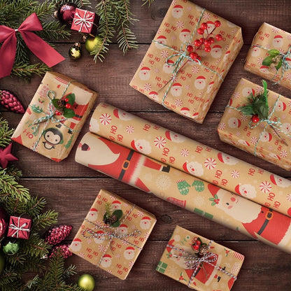 Wrapping paper - Christmas wrapping paper - Christmas gift paper - Wrapping paper with figures - 43 x 300cm - 2 Rolls - Christmas paper wrapping paper for Christmas - Christmas paper wrapping paper for children - gift paper - Kraft gift paper - Christmas  - Image 3