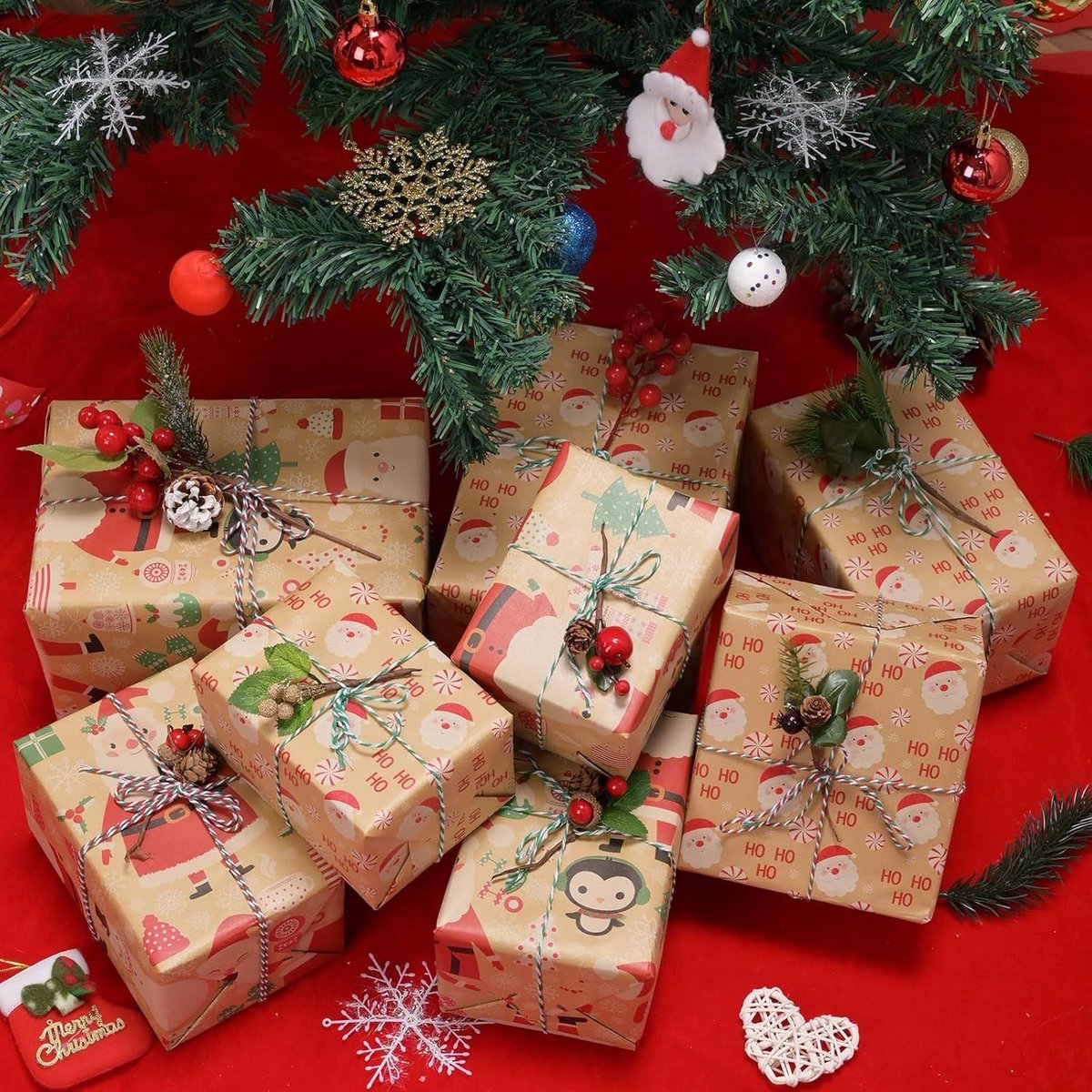 Wrapping paper - Christmas wrapping paper - Christmas gift paper - Wrapping paper with figures - 43 x 300cm - 2 Rolls - Christmas paper wrapping paper for Christmas - Christmas paper wrapping paper for children - gift paper - Kraft gift paper - Christmas  - Image 5
