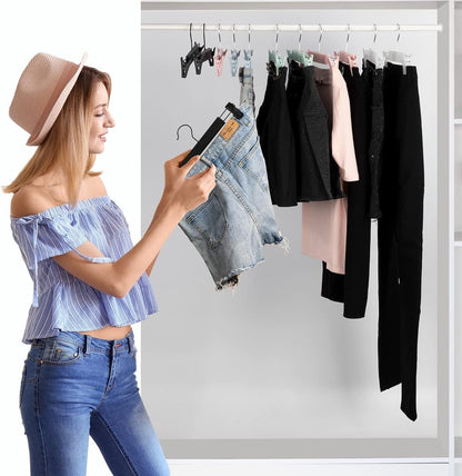 Clothes Hangers - 10 Pieces - Trouser Hangers - Trouser Hangers with Clips - Garment Hangers - Skirt Hangers - Non-Slip Hanger with Clips - Clothes Rack/Coat Rack/Jacket/Trouser Hanger - Space-Saving - Adjustable Clip Hangers, Garment Jacket Clothing Jean - Image 4
