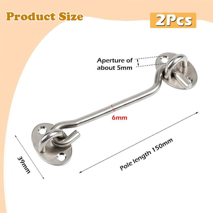 pieces - Wind hook - 6 inch - Wind hooks - Door hinges - Door bolt - Hinge - barn door hook - hook and eye bolt - cabin hooks and eye bolt - swivel window hook - door hooks - lock - for sliding door, bedroom, bathroom - 150*39 mm - silver - Image 5