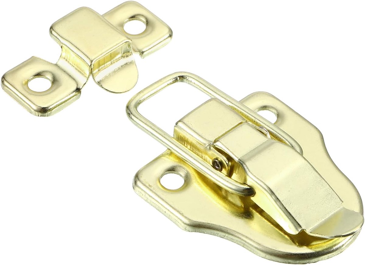 pieces - 58*40 mm - lock - cabinet locks - box lock - toggle lock - metal box toggle lock - with mounting screws - for jewelry box - wooden cabinet - decorative - gold - Image 2
