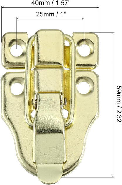 pieces - 58*40 mm - lock - cabinet locks - box lock - toggle lock - metal box toggle lock - with mounting screws - for jewelry box - wooden cabinet - decorative - gold - Image 4