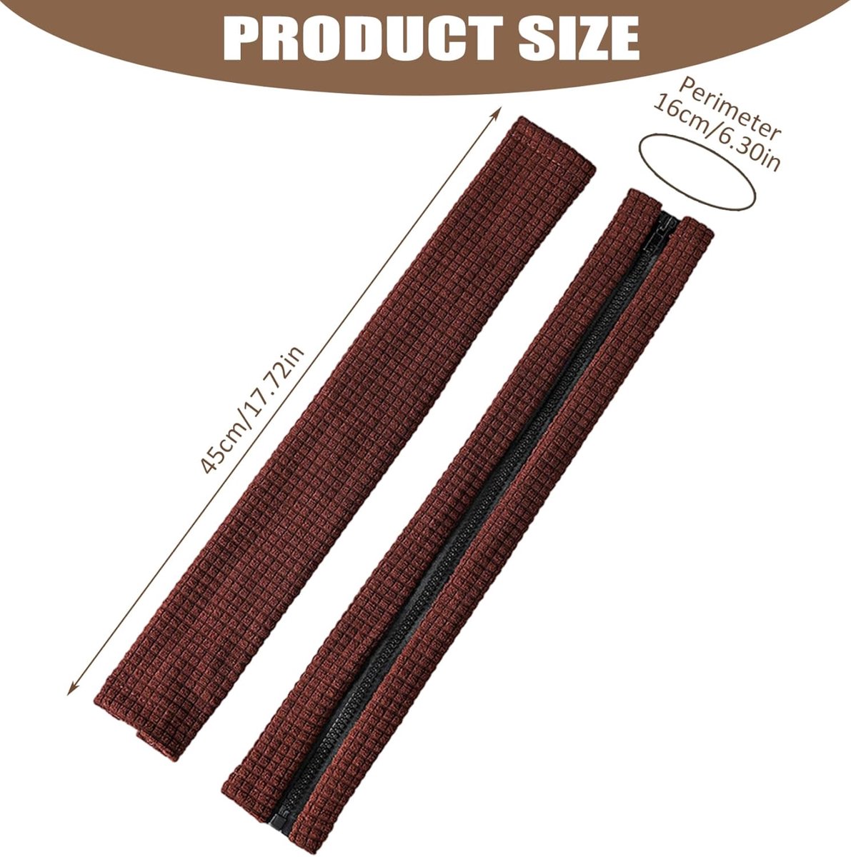 1 pair - office chair armrest covers - Office chair armrest cover - Computer chair armrest cover - Removable - Elastic - Waterproof - Chair armrest covers - Dust cover - Armrest protector - for desk and gaming chairs - 45*16 cm - brown - Image 2