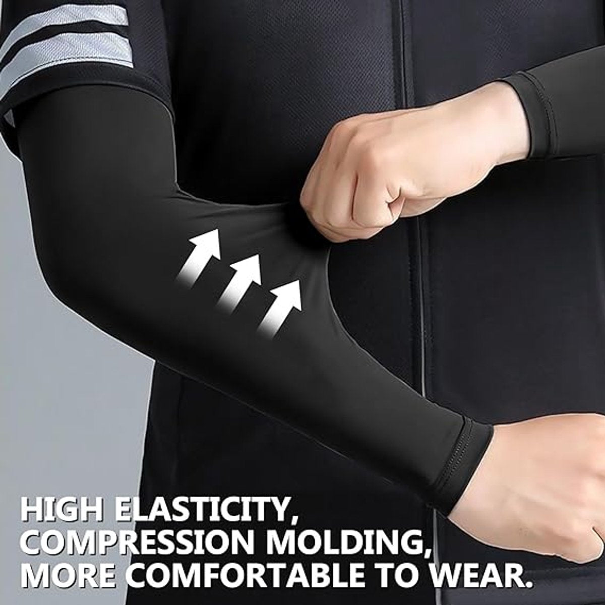 4 pairs of sleeves - Unisex - Sleeves - Ultralight sleeves - Arm Sleeve - UV protection for arms - Sunscreen Sleeve Ice Side Arm Sleeves - Comfort Cooling Sports Compression Sleeves - Ideal for sports, cycling, golfing - Black/Grey/Dark Grey - Image 4
