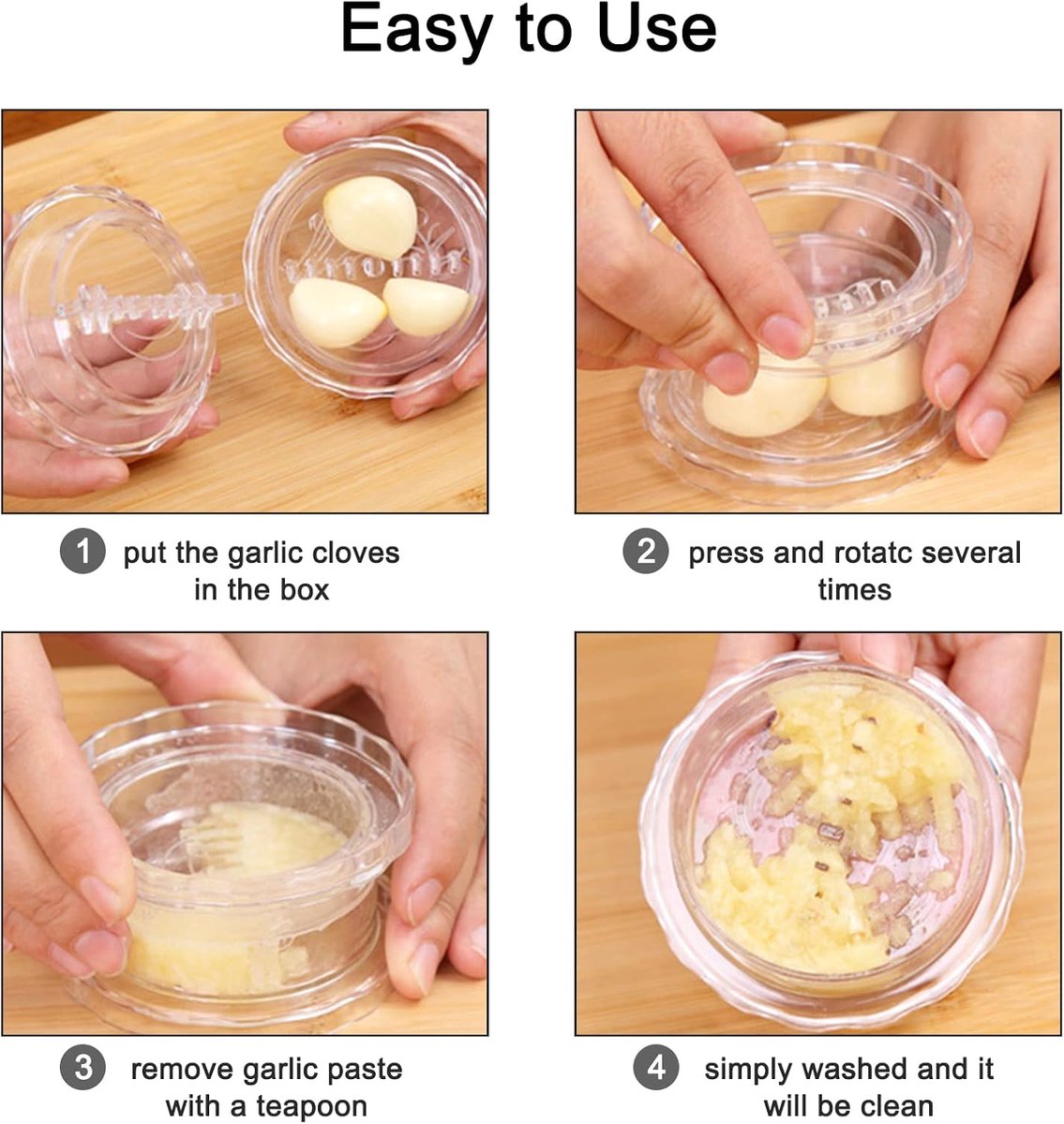 Garlic Twister - 2 pieces - Garlic Press - Suitable for Garlic - Manual Garlic Press - Kitchen Gadget Press - Garlic Presses - Ginger Press - for chopping garlic, onions, ginger, herbs and nuts - Transparent - Image 5