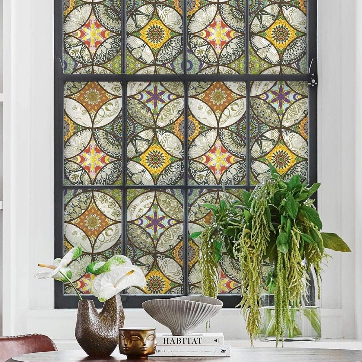 45 x 200 cm - Window stickers - Window film - Decorative window film - Privacy window film - Frosted glass - Circle pattern - Static cling - Privacy window stickers - yellow - Image 3