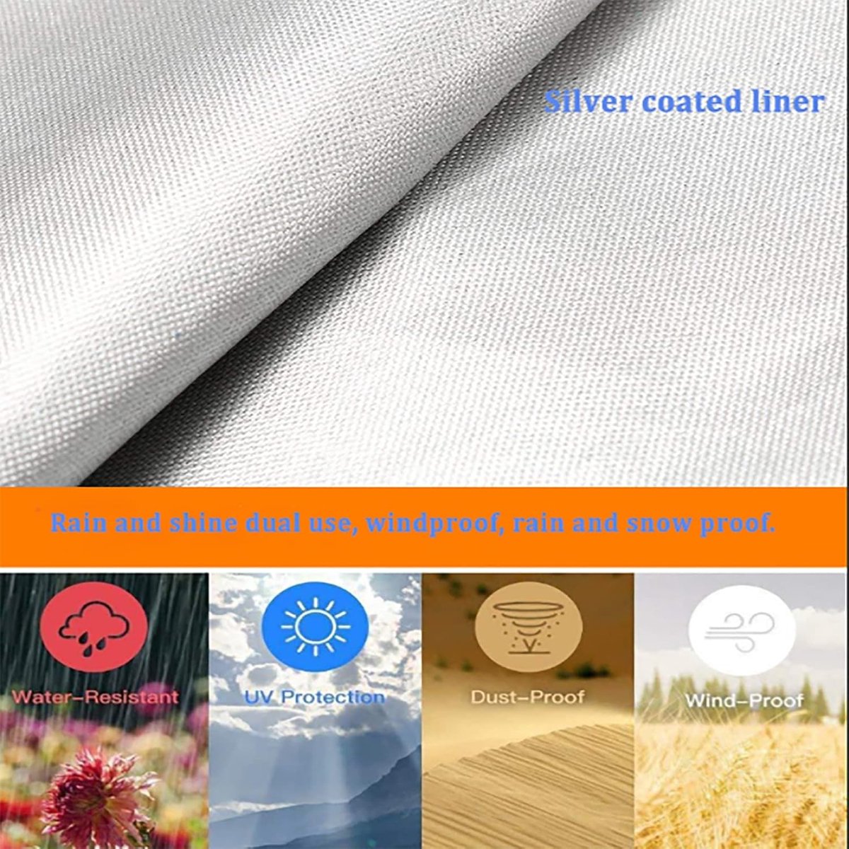 Outdoor parasol rain cover - Parasol cover - Dustproof - Waterproof - Parasol protector - Standing parasol cover - Dust cover - Durable all-season parasol cover - Beige/Brown - 200 × 55/60cm - Image 2