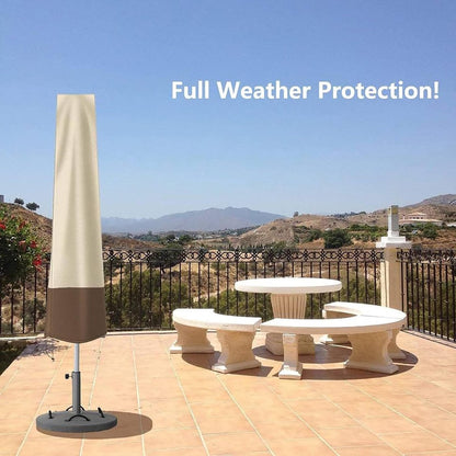 Outdoor parasol rain cover - Parasol cover - Dustproof - Waterproof - Parasol protector - Standing parasol cover - Dust cover - Durable all-season parasol cover - Beige/Brown - 200 × 55/60cm - Image 3