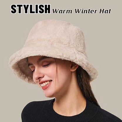Women's Beanie - Hat - Bucket Hat - Winter Hat - Fisherman's Hat - Ladies' Bucket Hat - Winter Bucket Hat For Women - Winter Hat - Warm Beanies - Winter Fisherman's Hat - Fluffy - Winter - Fashion - Unisex - Beige - Image 3