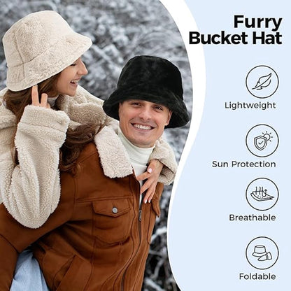 Women's Beanie - Hat - Bucket Hat - Winter Hat - Fisherman's Hat - Ladies' Bucket Hat - Winter Bucket Hat For Women - Winter Hat - Warm Beanies - Winter Fisherman's Hat - Fluffy - Winter - Fashion - Unisex - Beige - Image 5