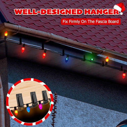 30 pieces - Christmas lighting clips - Light clips - Plastic clips - Lighting hooks - Party lighting clamps - festive string lights clips - hooks - for party decoration, gutter, fencing, roof edge - 49*42*13.7 mm - black - Image 2