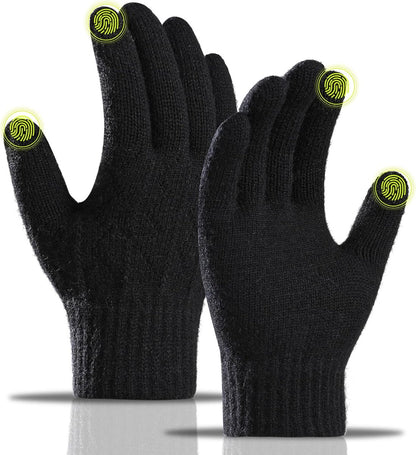 Gloves - Winter Gloves - Warm Gloves - Touchscreen Gloves - Men's Winter Touchscreen Gloves - Warm and windproof fleece lining - Durable and soft - for outdoors, running, skiing, cycling - black