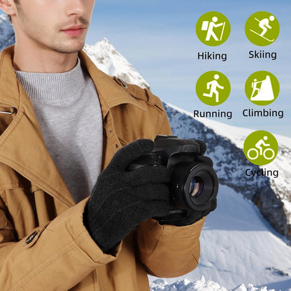 Gloves - Winter Gloves - Warm Gloves - Touchscreen Gloves - Men's Winter Touchscreen Gloves - Warm and windproof fleece lining - Durable and soft - for outdoors, running, skiing, cycling - black - Image 3