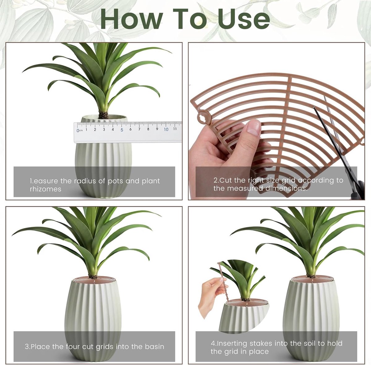 2 pieces - plant pot cover - 30 cm - Flowerpot grid - planter cover set - plantpot grid bottom protectors - with 16 posts - plant covers - for indoor and outdoor gardening - plant protectors - keeps cats and squirrels out of the flowerpot - brown - Image 3