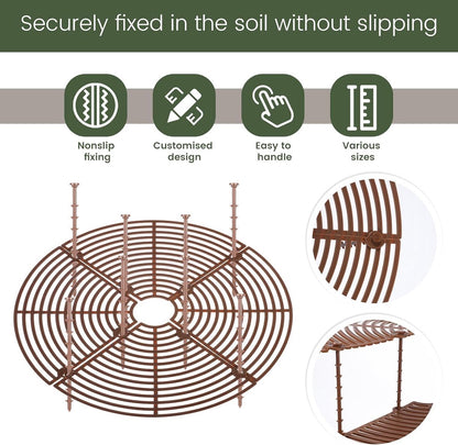 2 pieces - plant pot cover - 30 cm - Flowerpot grid - planter cover set - plantpot grid bottom protectors - with 16 posts - plant covers - for indoor and outdoor gardening - plant protectors - keeps cats and squirrels out of the flowerpot - brown - Image 4