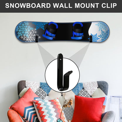 2 pieces - Skateboard wall mount - snowboard wall mount - snowboard wall mounting clips - horizontal snowboard storage - skateboard display rack stand - towel rack - towel hook - coat hook - with screws - for room, garage - 10*2*3.5 cm - black - Image 4