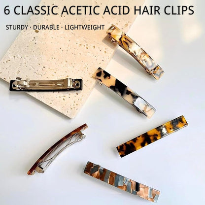 6pcs French Hair Clips - 3 Inch Hair Pin - Tortoiseshell Acetate - Delicate Hair Accessories - Colorful Hair Slides for Girls and Women - Image 3