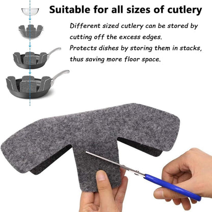 6 pieces - Pot holders - 38 cm - Pot protectors - Felt pot holders - coasters - felt pot protectors - cookware protector - kitchen utensils - for stacking pots, frying pans, ceramic pots, induction, glassware - grey - Image 2