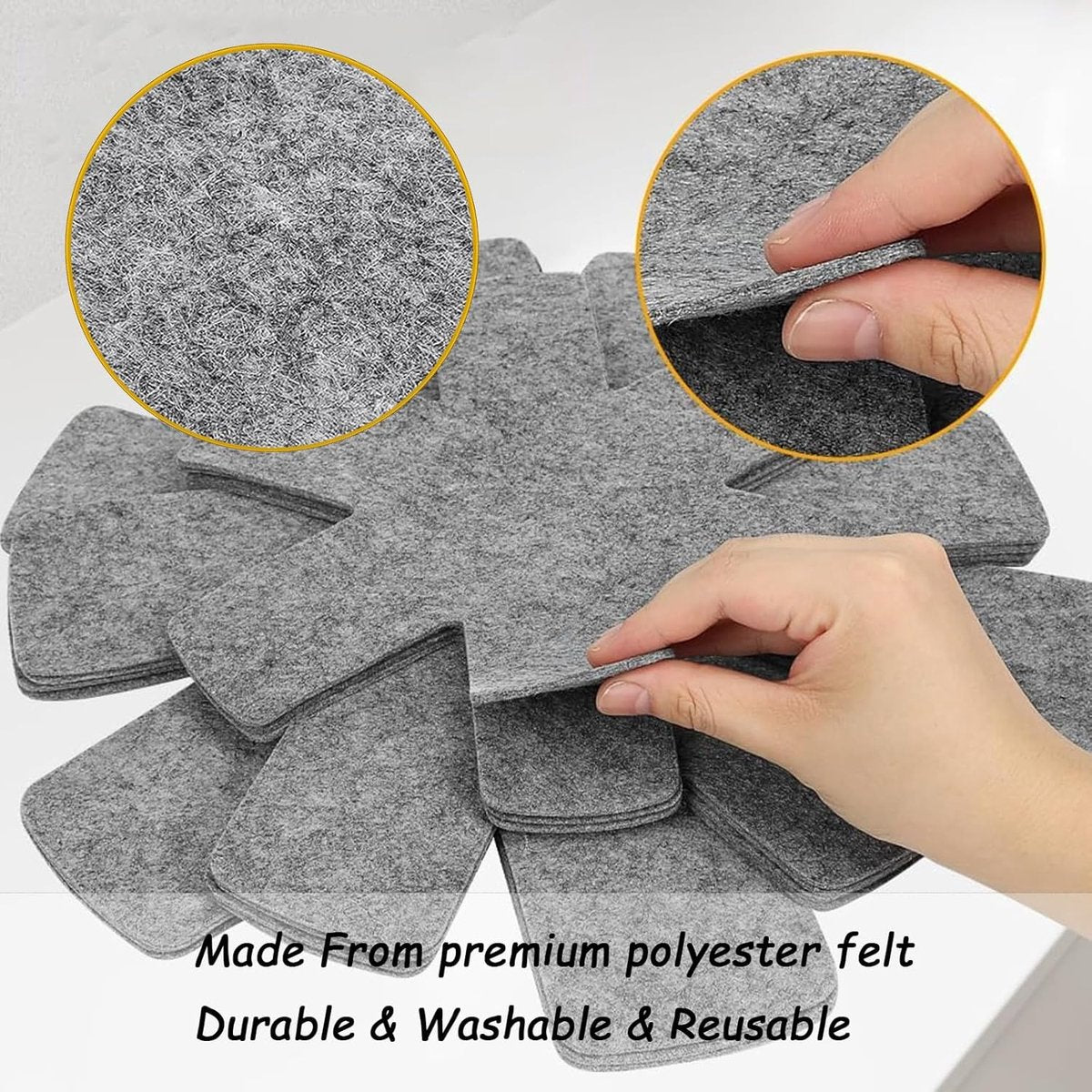 6 pieces - Pot holders - 38 cm - Pot protectors - Felt pot holders - coasters - felt pot protectors - cookware protector - kitchen utensils - for stacking pots, frying pans, ceramic pots, induction, glassware - grey - Image 4