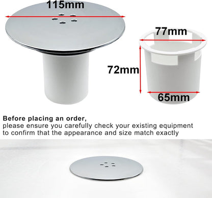 Shower Drain Cover - Chrome Shower Drain - Hair Drain Covers - 90 mm / 115 mm - Removable Top Piece - Fast Flow - Bathroom Drain - Bathroom Accessories - White - Image 5