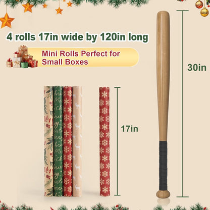 Wrapping paper - Christmas wrapping paper - Christmas gift paper - Wrapping paper with figures - 43 x 300cm - 4 rolls - Christmas paper wrapping paper for Christmas - Christmas paper wrapping paper for children - gift paper - Kraft gift paper - Christmas  - Image 3