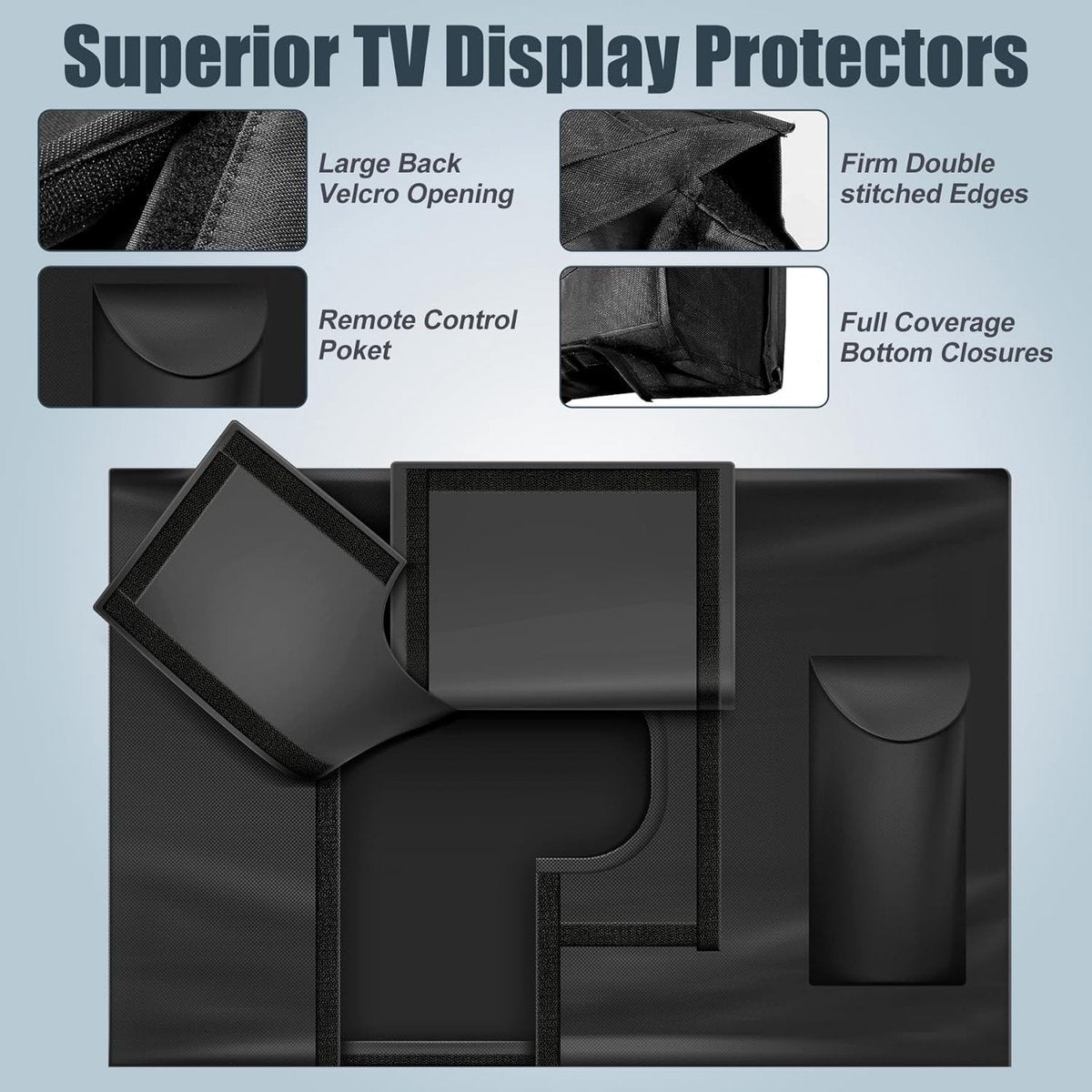 Outdoor TV case 50-52 inch - TV screen protector - waterproof and weatherproof outdoor flat screen case - 210D fabric - 51.2 x 5.9 x 32.6 inches - black - Image 2