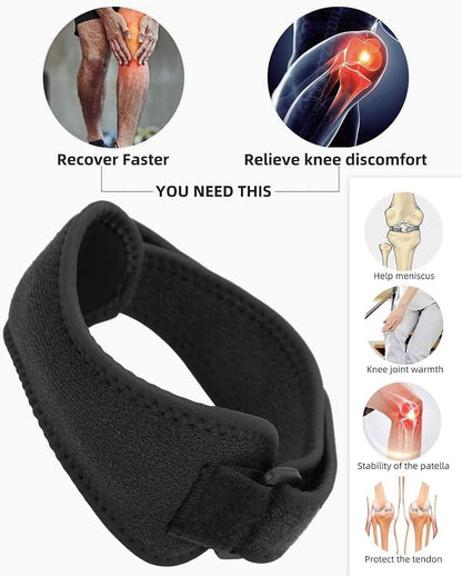 1 pair - Patella brace - knee straps for patellar tendon - knee brace - knee brace for relief of knee pain - knee-patella strap - sports knee brace - knee brace for osteoarthritis - knee brace - support for sports - braces - strap - adjustable - black - Image 3