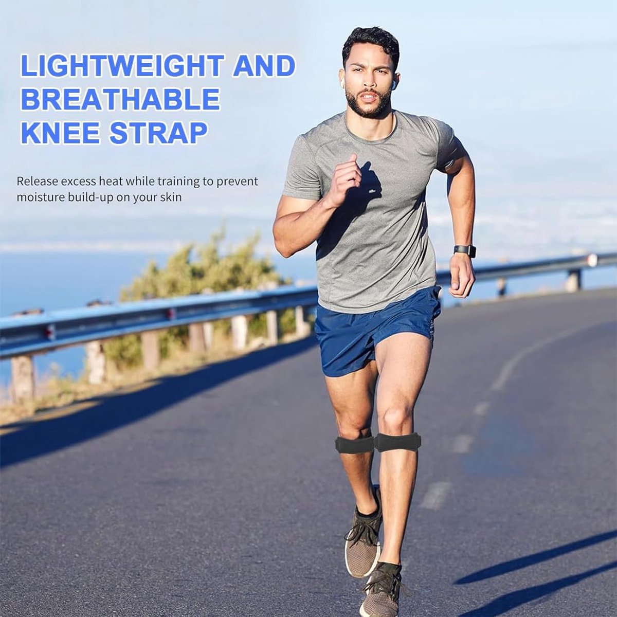 1 pair - Patella brace - knee straps for patellar tendon - knee brace - knee brace for relief of knee pain - knee-patella strap - sports knee brace - knee brace for osteoarthritis - knee brace - support for sports - braces - strap - adjustable - black - Image 5