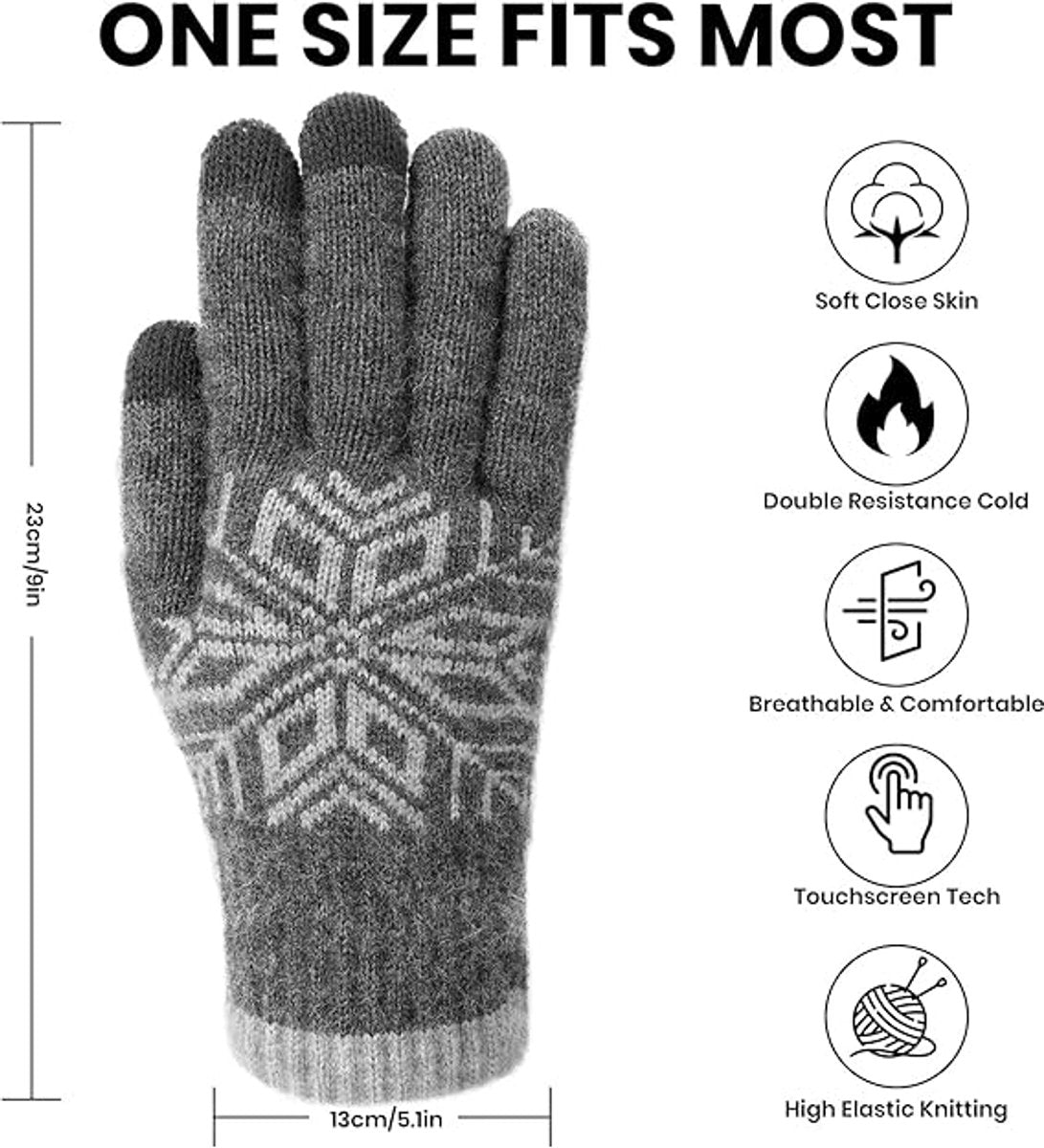 Women's Gloves - Men's Gloves - Men's / Women's Gloves - Winter Gloves - Knitted Glove with Fleece Lining - Touchscreen Glove - Extra Thick Gloves - Warm and Thick - for Cold Weather - Grey - Image 2