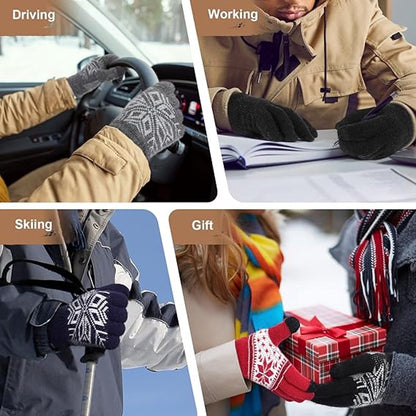 Women's Gloves - Men's Gloves - Men's / Women's Gloves - Winter Gloves - Knitted Glove with Fleece Lining - Touchscreen Glove - Extra Thick Gloves - Warm and Thick - for Cold Weather - Grey - Image 4