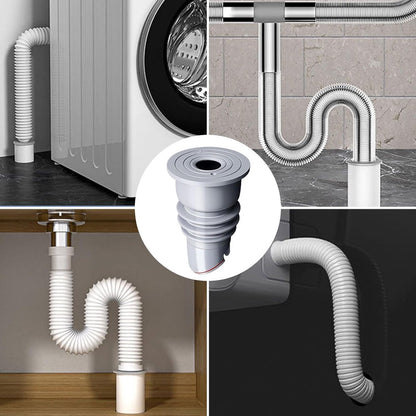 Washing machine drain plug - Sealing ring - suitable pipe inner diameter 35-40 mm - Drain plug - Sewer seals - Floor drain plug cover - drain pipe seal - anti-odor drain seal - with lid - for home, kitchen and bathroom - grey - Image 3