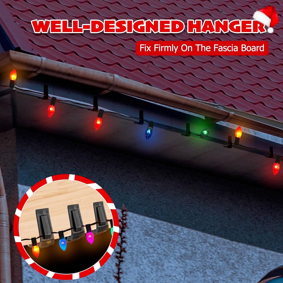 50 pieces - Christmas lighting Gutter hooks - light clips - plastic Light clip - roof edge clamps - Christmas decoration hooks - Festive lighting clamps - Outdoor roof hooks - Clips - for Christmas decoration panels, gutters, fences and roof edge decorati - Image 4