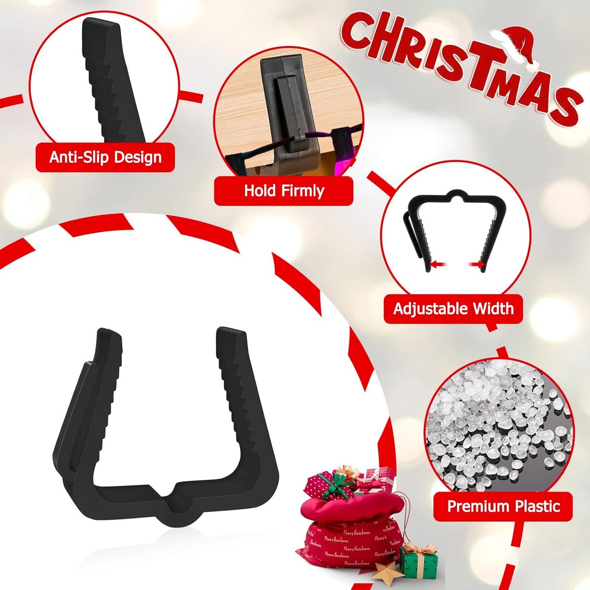50 pieces - Christmas lighting Gutter hooks - light clips - plastic Light clip - roof edge clamps - Christmas decoration hooks - Festive lighting clamps - Outdoor roof hooks - Clips - for Christmas decoration panels, gutters, fences and roof edge decorati - Image 5