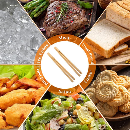 pieces - Food tongs - BBQ tongs - Meat tongs - Kitchen tongs - Bamboo Barbecue tongs - Toaster tongs - Cooking tongs - bamboo tongs - kitchen utensil - with easy grip - for fruit, bread, pickles, cheese, bacon, muffins, barbecue dishes - 18 cm - Image 4