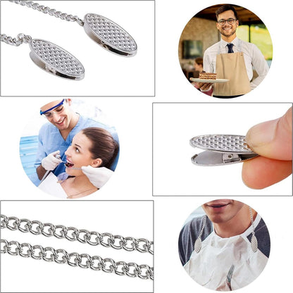 Napkin chain with clips - 4 pieces napkin chain - napkin clips - napkin clips with chain - 50 cm metal chain - Napkin clips - silver metal napkin clips - napkin clip chain - for seniors adults children - Silver & Black - Image 3