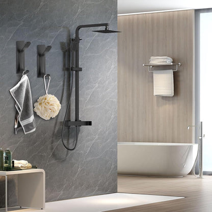 Pieces Wall-Mounted Coat Rack - No Drilling Required - Black Solid Wall Hook - Self-Adhesive Coat Hooks - Stainless Steel Towel Hanger for the Bathroom - Hanging Hooks - Double Hook Design Coat Rack - Wall / Coat Rack Hooks - Black - Image 5
