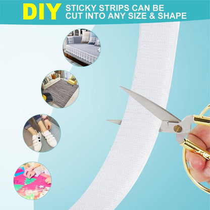 20 mm*10 m - Velcro - self-adhesive tape - reusable tape - nylon fastening strip - strong adhesive strips - with strong adhesive on the back - for sewing, crafting and DIY applications - Indoor and outdoor use - white - Image 4