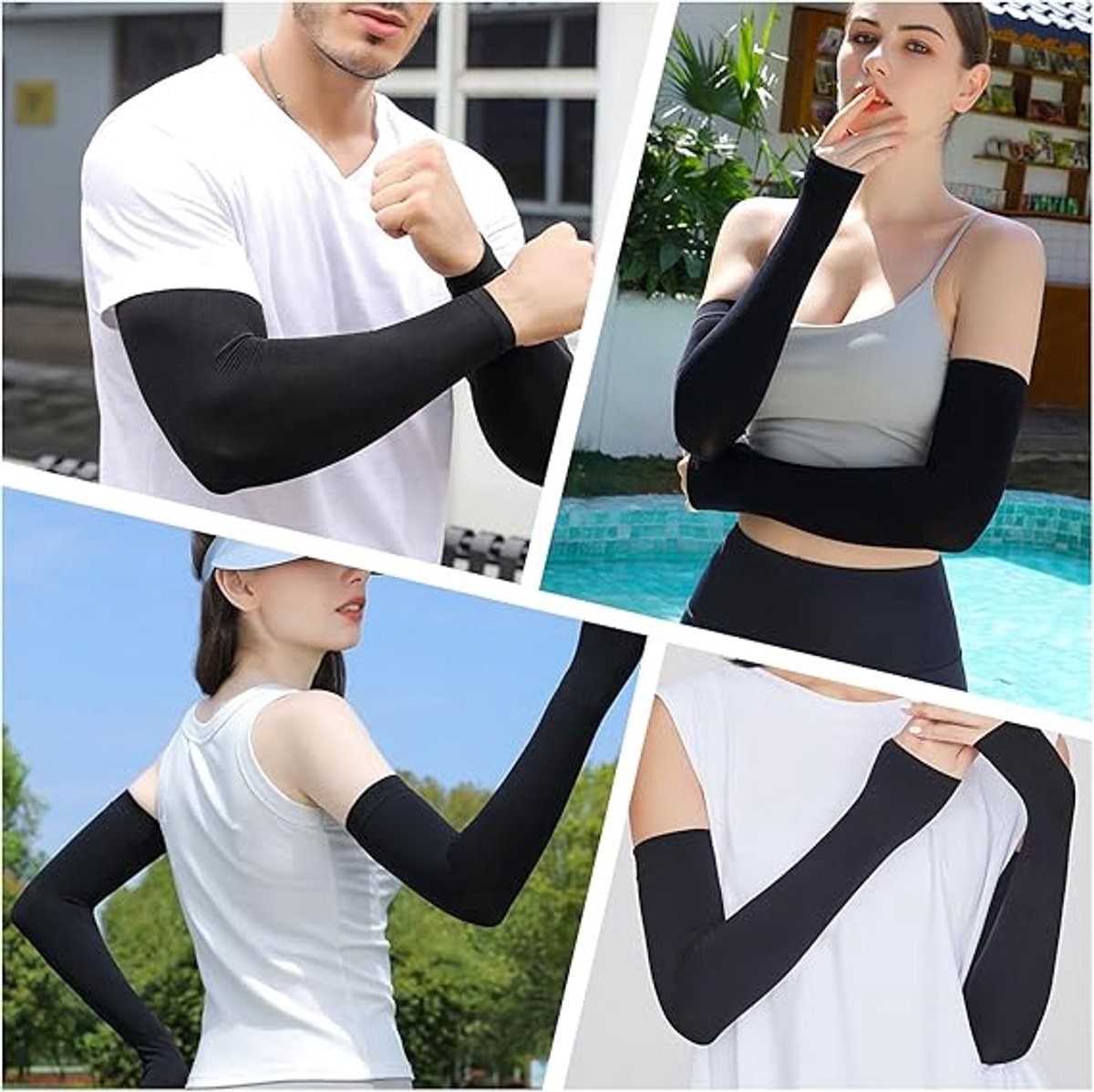 pairs of sleeves - Unisex - Sleeves - Ultralight sleeves - Arm Sleeve - UV protection for arms - Adults - Sunscreen Sleeve Ice Side Arm Sleeves - Comfort Cooling Sports Compression Sleeves - Ideal for sports, cycling, golfing - Black - Image 5