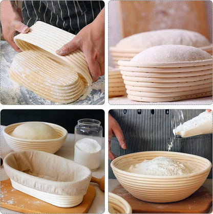 2 pieces - Bread proofing basket - Small proofing basket - Oval bread proofing basket - sourdough proofing basket - small proofing basket - proofing bowls - baking accessories - rattan storage bowl - lined - for professional and home bakers - oval - 25*15 - Image 4