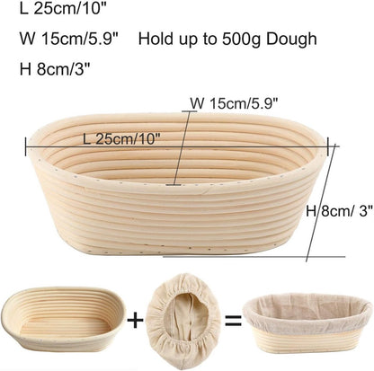 2 pieces - Bread proofing basket - Small proofing basket - Oval bread proofing basket - sourdough proofing basket - small proofing basket - proofing bowls - baking accessories - rattan storage bowl - lined - for professional and home bakers - oval - 25*15 - Image 5