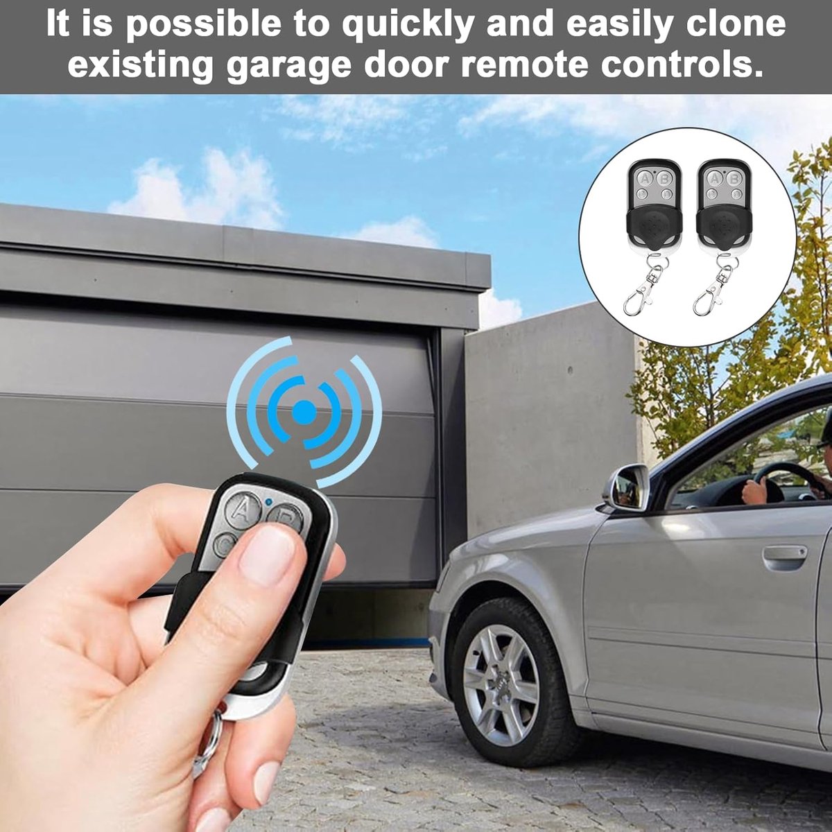 pieces - 433 MHz - Remote control - Garage door openers - Remote control for car garage door - universal garage door remote control - automatic garage door remote control - for car garage door - with keychain - 4 channels - Image 3