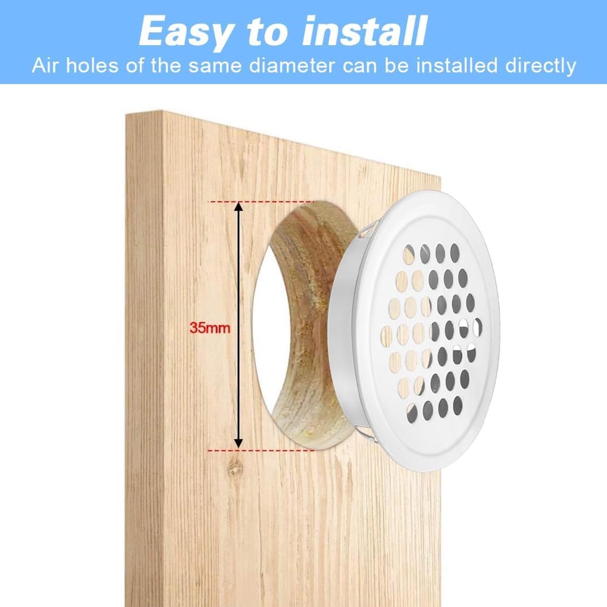 20 pieces - ventilation grilles - 35mm - round ventilation grilles - stainless steel ventilation openings - stainless steel exhaust ventilation grilles - round ventilation grille - round mesh openings - for furniture, kitchens, wardrobes and cabinets - wh - Image 3