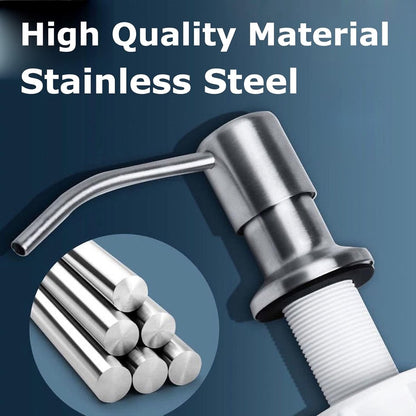 Soap Dispenser - 300 ml - Kitchen Detergent Dispenser - Sink Soap Dispenser - Stainless Steel Kitchen Detergent Dispenser - Refillable Soap Dispenser - With 360° Rotating Pump - Kitchen Accessories - Silver - Image 5