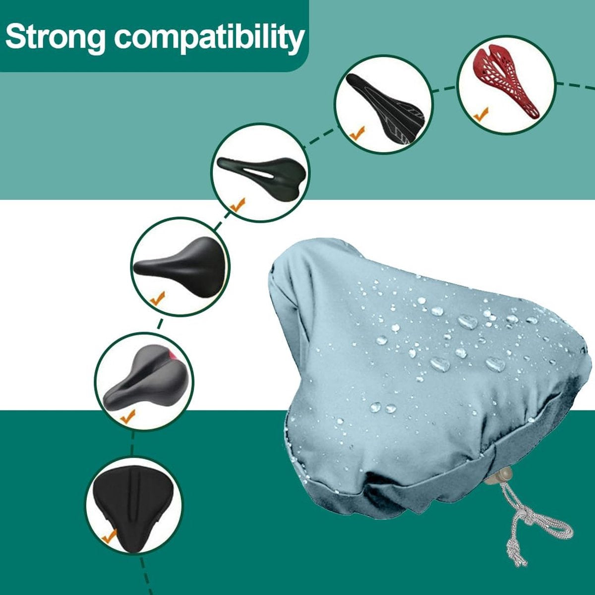 Bicycle Saddle Cover - Bicycle Saddle Cover - Waterproof Saddle Cover - Cover for Bicycle Saddle - Rain Cover - Saddle Cover - waterproof bicycle saddle cover - with drawstring - outdoor saddle cover - bicycle accessories - universal - rain and dust prote - Image 2
